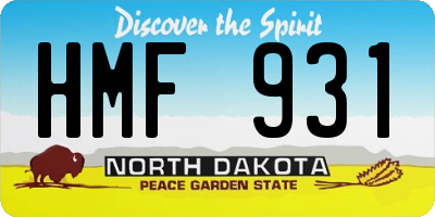 ND license plate HMF931