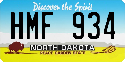 ND license plate HMF934