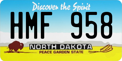 ND license plate HMF958