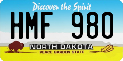 ND license plate HMF980