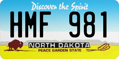 ND license plate HMF981