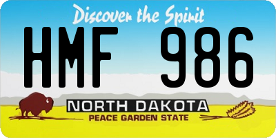 ND license plate HMF986