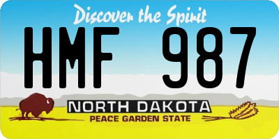 ND license plate HMF987