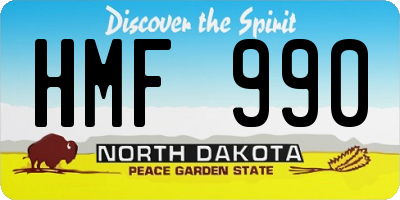 ND license plate HMF990