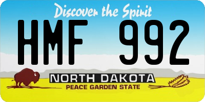 ND license plate HMF992