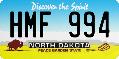 ND license plate HMF994
