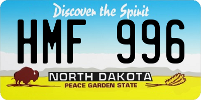 ND license plate HMF996
