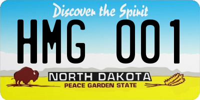 ND license plate HMG001