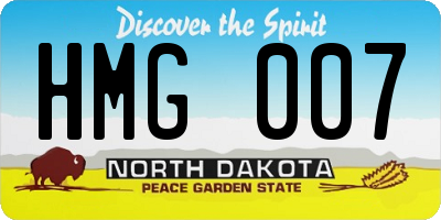 ND license plate HMG007