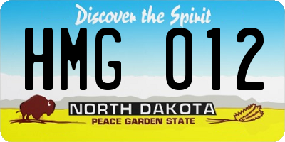 ND license plate HMG012