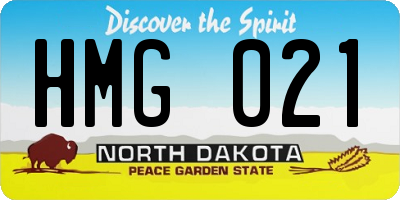 ND license plate HMG021