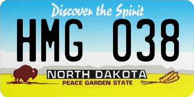 ND license plate HMG038