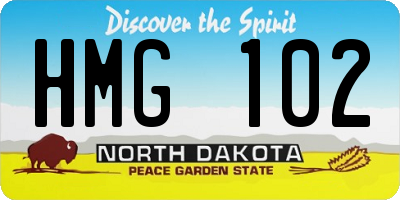 ND license plate HMG102