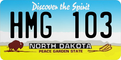 ND license plate HMG103