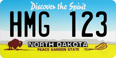 ND license plate HMG123