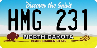 ND license plate HMG231