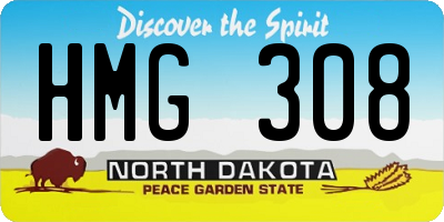 ND license plate HMG308
