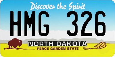 ND license plate HMG326