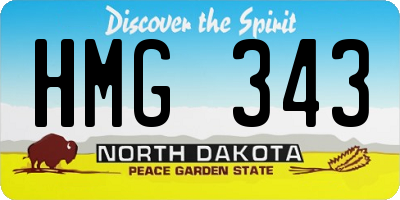 ND license plate HMG343