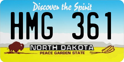 ND license plate HMG361