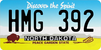 ND license plate HMG392