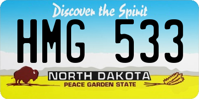 ND license plate HMG533