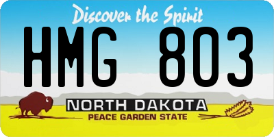 ND license plate HMG803