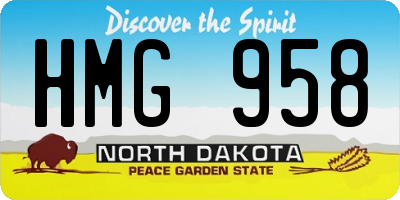 ND license plate HMG958