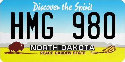 ND license plate HMG980