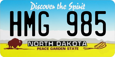 ND license plate HMG985