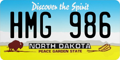 ND license plate HMG986