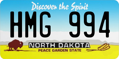 ND license plate HMG994