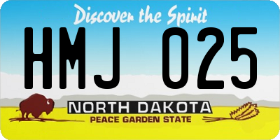 ND license plate HMJ025