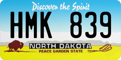 ND license plate HMK839