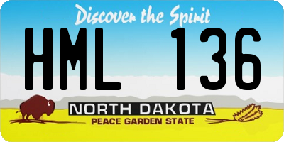 ND license plate HML136