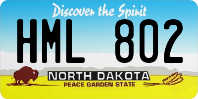 ND license plate HML802