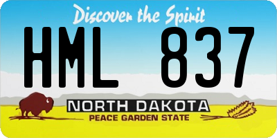 ND license plate HML837