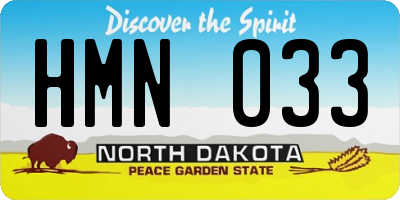 ND license plate HMN033