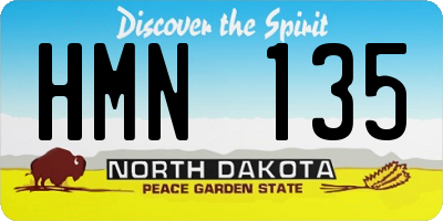 ND license plate HMN135