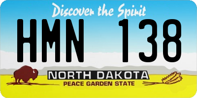 ND license plate HMN138
