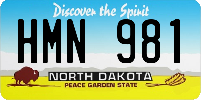ND license plate HMN981