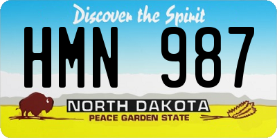 ND license plate HMN987
