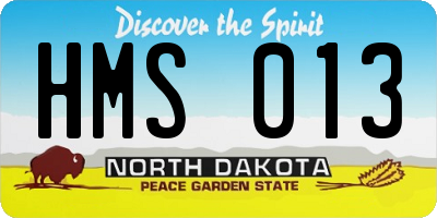 ND license plate HMS013