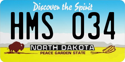 ND license plate HMS034