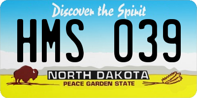 ND license plate HMS039