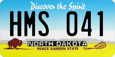 ND license plate HMS041