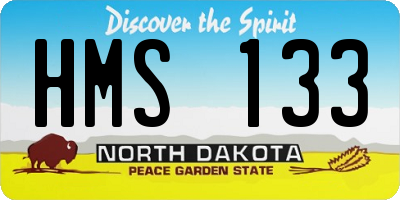 ND license plate HMS133