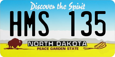 ND license plate HMS135