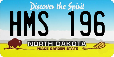 ND license plate HMS196