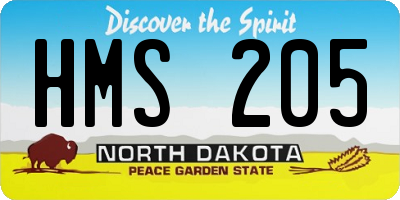 ND license plate HMS205